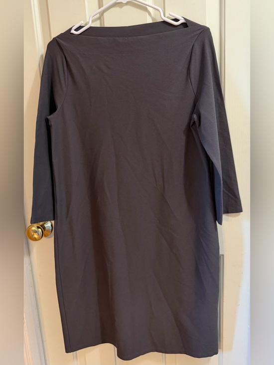 Eileen Fisher Dresses & Skirts - Eileen Fisher Charcoal Bateau Neck Long-Sleeve Dress | Quiet Luxury Chic | S
